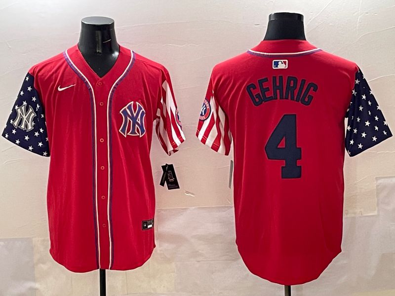 Men New York Yankees #4 Gehrig Red a generation of national flags Jointly Name 2025 Nike MLB Jersey style 6->new york yankees->MLB Jersey